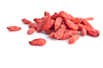 heap of goji berries  isolated on white background