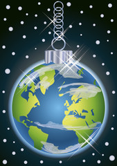 Fototapeta premium Christmas earth ball, vector illustration