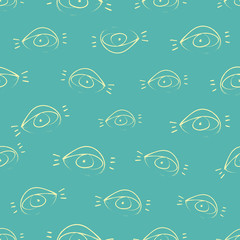 Seamless pattern design with sketchy open eyes