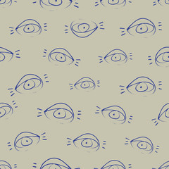 Seamless pattern design with sketchy open eyes