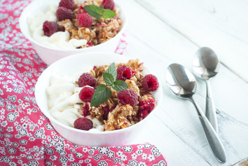 Healthy snack - with sour cream and granola