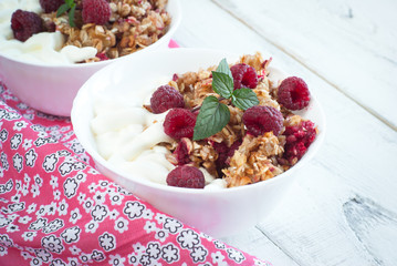 Healthy snack - with sour cream and granola