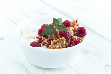 Healthy snack - with sour cream and granola