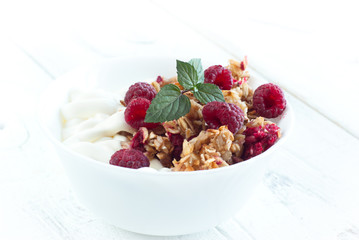 Healthy snack - with sour cream and granola