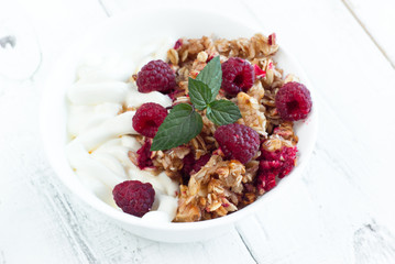 Healthy snack - with sour cream and granola