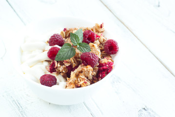 Healthy snack - with sour cream and granola