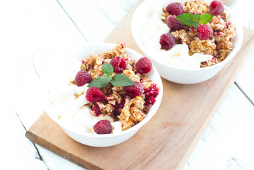 Healthy snack - with sour cream and granola