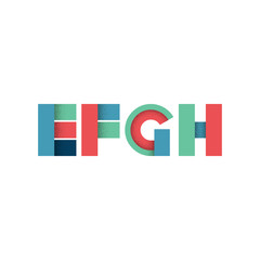 E F G H - Abstract Flat Alphabet from Geometric Shapes with Grun