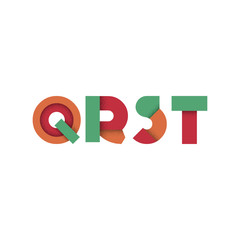 Q R S T - Abstract Flat Alphabet from Geometric Shapes with Grun
