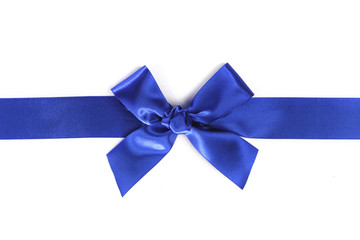 Decorative blue satin bow