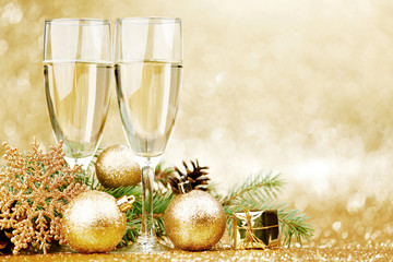 Champagne and christmas decor