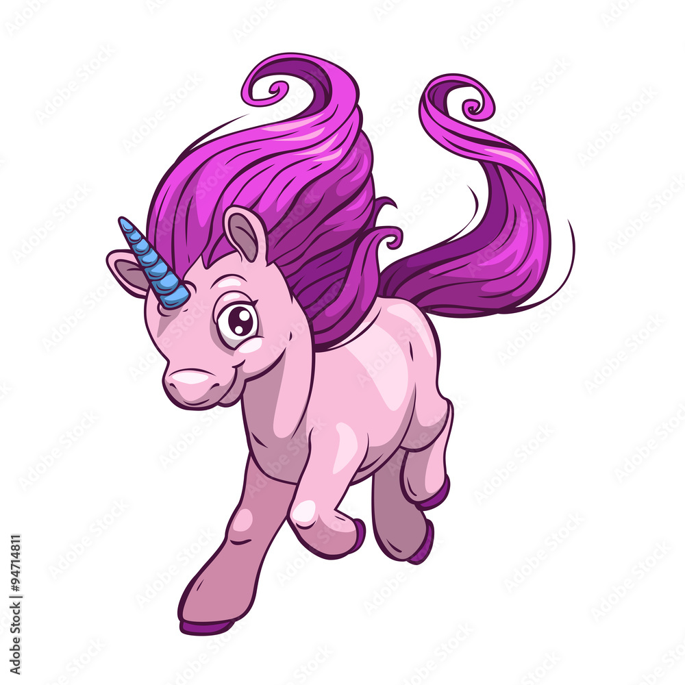 Sticker Little cute cartoon fantasy unicorn