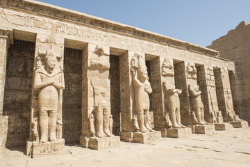 Statues in the temple at Medinat Habu