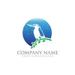 Night Bird on branch Logo Icon