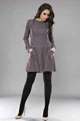 beautiful Business Woman Brunette Fashion Model isolated on gray