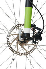 front hydraulic disk brake and shock absorber fork of MTB