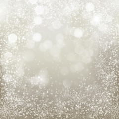 Fototapeta premium Silver background with snowflakes.