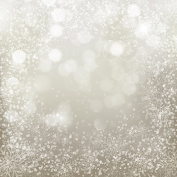 Silver background with  snowflakes.