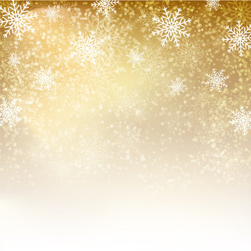 Gold background with  snowflakes.