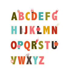 Vector Letters With Flowers. Vector Alphabet.