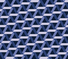 Vector Seamless Black And White Abstract Geometric Interlacing Hexagonal Dark Blue Pattern