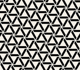 Vector Seamless Black And White Abstract Geometric Interlacing Triangle Lines Pattern