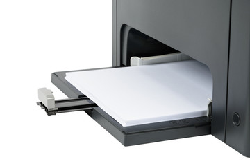 paper tray at the base of the laser printer