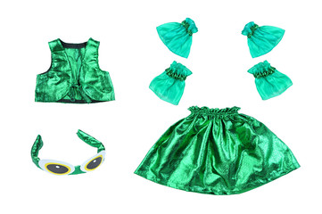 Frog costume isolated on a white background.Frogling, carnival s