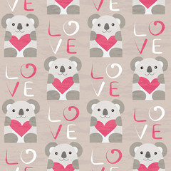 Koala with heart seamless pattern - 94718452
