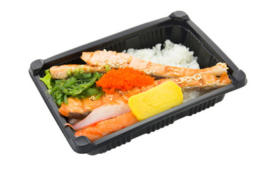 japanese cuisine. lunch box set on a background