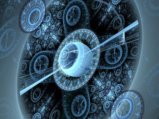 Abstract digitally generated image blue clock