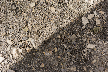 the play of light and shadow on the rocks
