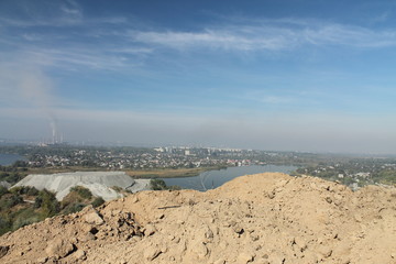 Cityscape of Dnipropetrovsk from the Lyubimovsky quarry 