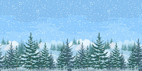Obraz premium Seamless Winter Forest Landscape