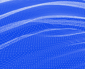 Water Surface. Wavy Grid Vector Background