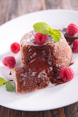 chocolate cake and raspberry