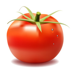 red big fresh tomato isolated on white background.