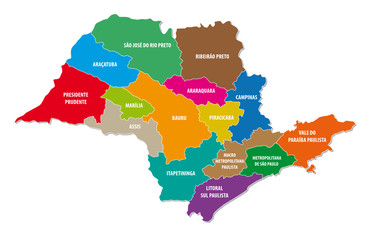 sao paulo (state) colorful administrative map