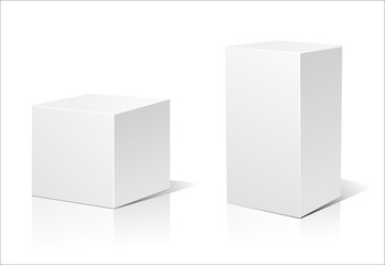 White 3D box isolated on a white background. Vector design illustration