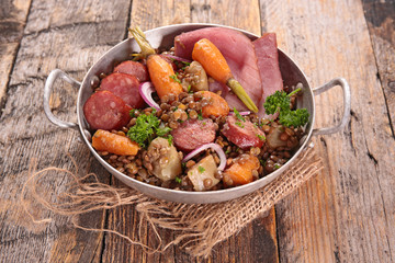 lentils with vegetable and meats