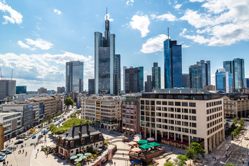 Fototapeta premium Financial district in Frankfurt