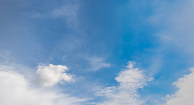 image of clear blue sky and white clouds on day time for background .