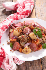 lentils with vegetable and meats