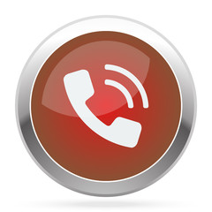 White Phone icon on red web app button