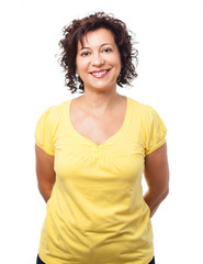 portrait of a pretty mature woman over white