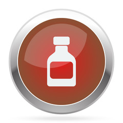 White Medicine Bottle icon on red web app button