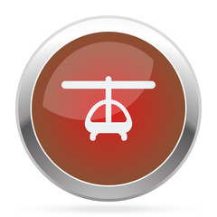 White Helicopter icon on red web app button