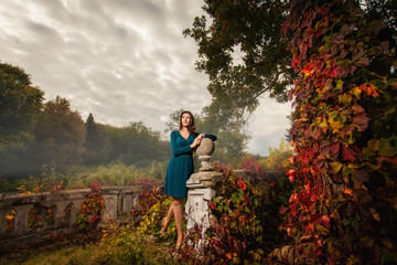 Beauty woman in colorful forest