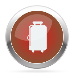 White Luggage icon on red web app button