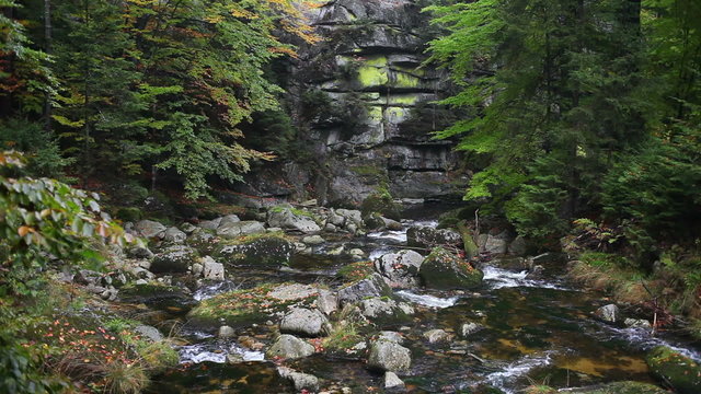 Szklarka stream in autumn, Karkonoski National Park, Poland